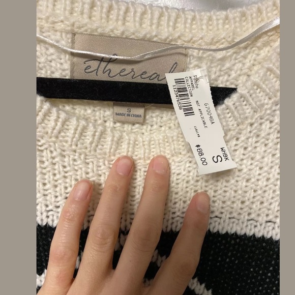 NWT $68 Ethereal Poncho Sweater, Small black white - Picture 3 of 5
